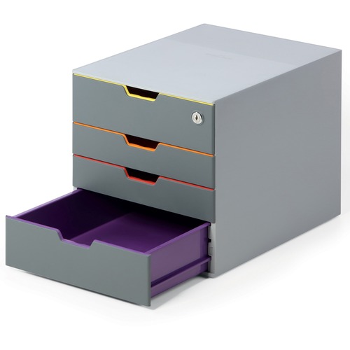 DURABLE VARICOLOR 4 Safe - 4-Drawer - 4 Drawer(s) for Document - Letter - Lockable - Gray, Multicolor