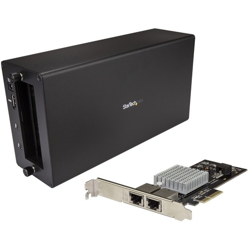 StarTech.com Thunderbolt 3 to 2-port 10GbE NIC Chassis - External PCIe Enclosure plus Card - Connect your Thunderbolt 3 enabled device to a 10 Gigabit Ethernet network via an external PCIe enclosure - Thunderbolt 3 10 GbE NIC - Thunderbolt 3 expansion cha
