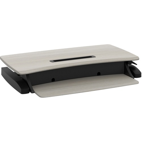Ergotron WorkFit-Z Mini Sit-Stand Desktop - Wood Grain Rectangle, Dove Gray Top