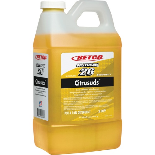 Betco Symplicity Citrusuds Pot/Pan Detergent - FASTDRAW 26 - Concentrate - 67.6 fl oz (2.1 quart) - Lemon Scent - 1 Each - Heavy Duty, Long Lasting, Spill Proof, Phosphate-free - Yellow
