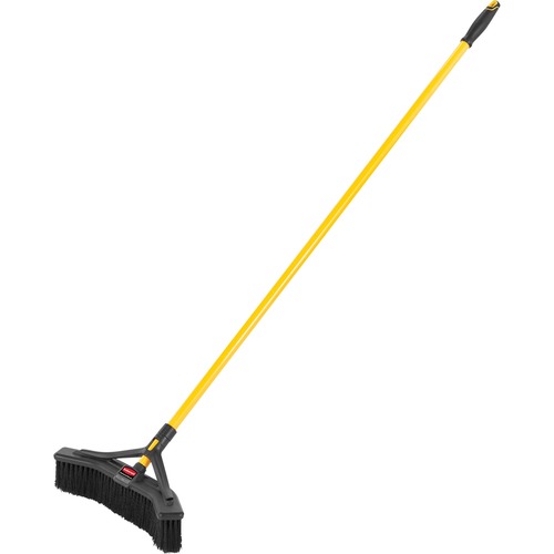 Rubbermaid Commercial Maximizer Push-To-Center 18" Broom - Polypropylene Bristle - 58.1" Overall Length - Steel Handle - 1 Each