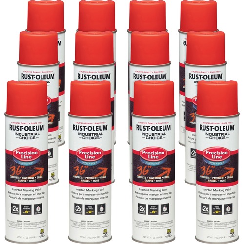 Rust-Oleum Industrial Choice Precision Line Marking Paint - 17 fl oz - 12 / Carton - Safety Red