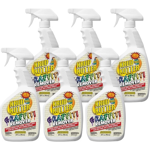 Krud Kutter Graffiti Remover - Ready-To-Use - 32 fl oz (1 quart) - 6 / Carton - Water Based, Non-flammable - Clear