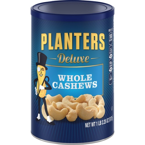 Planters Deluxe Whole Cashews, 18.25 oz Canister - Salted - Can - 1.14 lb - 1 Each