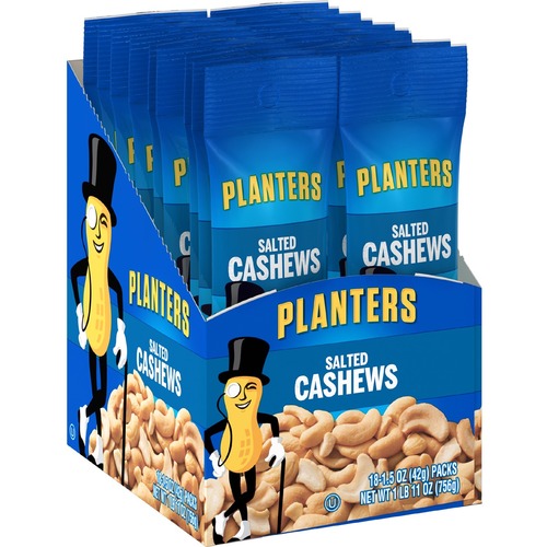 Planters Salted Cashews, 18 - 1.5 oz Bags - Salted - 1.50 oz Bag - 18 Bag