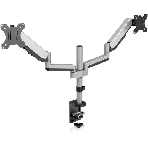 V7 DM1DTA-1N Mounting Arm for Monitor, Display - Silver - V7 Dual Touch Adjust Monitor Mount - Desk Mount Monitor Arm - Silver - Ergonomic VESA Monitor Arm Single - supports up to 2 displays sized up to 32" (17lb/8kg) - Articulating - C-Clamp/Grommet - VE