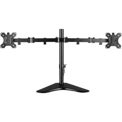 V7 Dual Desktop Monitor Stand - V7 Dual Desktop Monitor Stand - Horizontal, For dual display up to 32" (17.6lb/8kg) - VESA 100 x 100, 75 x 75 -Monitors, Black, Adjustable Monitor Stand, Steel & Aluminum - Matte Black finish - Height adjustment along the p
