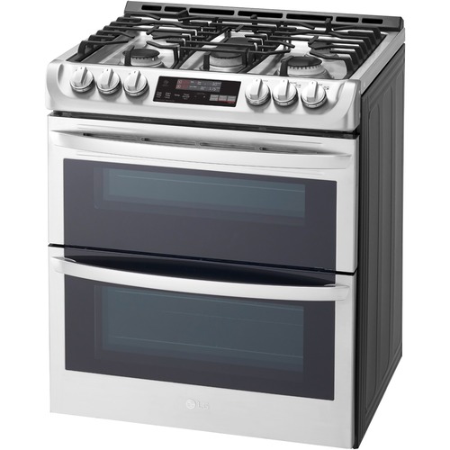 LG LTG4715ST Gas Range - 29.88" - Double Oven x Oven(s) - 5 x Cooking Element(s) - Gas Burner - 2.60 ft³ Primary Oven/4.30 ft³ Secondary Oven - Traditional Primary Oven/Convection Secondary Oven - Gas Oven - Smart Connect - Electronic Clock/Timer - Self C