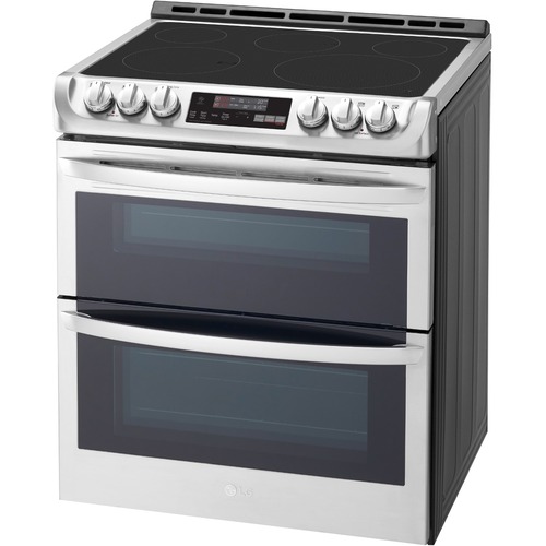 LG LTE4815ST Electric Range - 29.88" - Double Oven x Oven(s) - 5 x Cooking Element(s)Glass Ceramic Cooktop - 3 ft³ Primary Oven/4.30 ft³ Secondary Oven - Traditional Primary Oven/Convection Secondary Oven - Electric Oven - Smart Connect - Electronic Clock