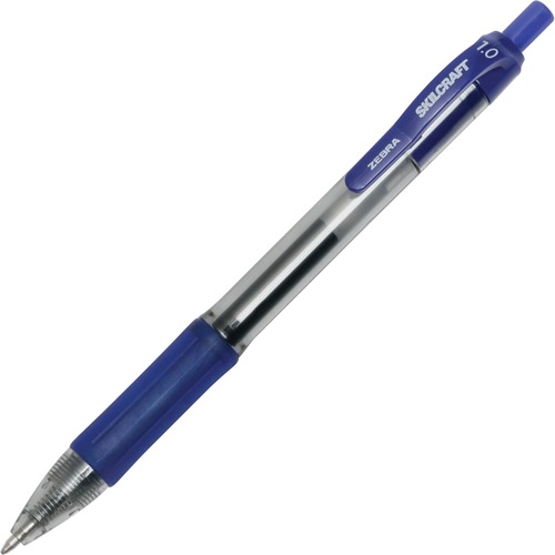 SKILCRAFT® Zebra Retractable Gel Pen - 1 mm Medium Pen Point - Retractable - Blue Ink - Gel-based - 1 / Dozen