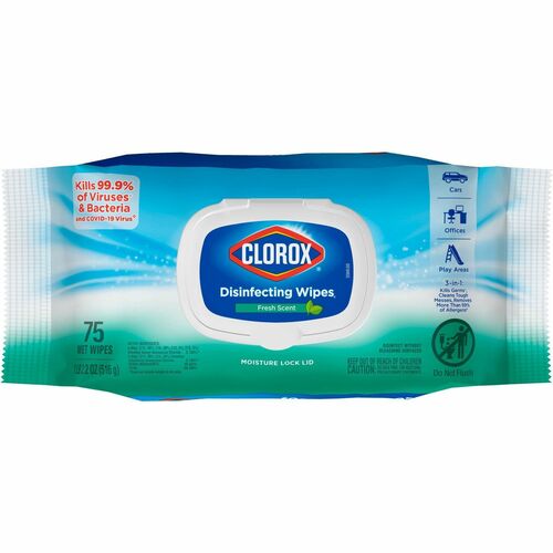 Clorox Bleach-free Disinfecting Cleaning Wipes - Fresh - White - Disinfectant, Bleach-free - For Multi Surface, Multipurpose - 75 Per Pack - 1 Each