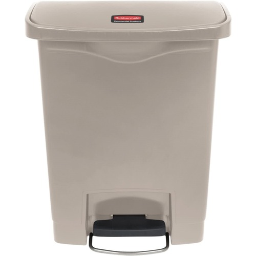 Rubbermaid Commercial 8G Slim Jim Front Step Container - Step-on Opening - 8 gal Capacity - Rectangular - Manual - Durable, Foot Pedal, Easy to Clean, Hinged, Fire-Safe, Chemical Resistant - 21.1" Height x 10.6" Width - Plastic, Resin - Beige - 1 Each
