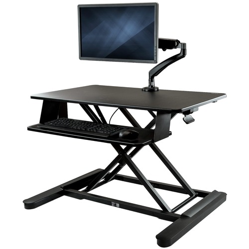 StarTech.com Sit-Stand Desk Converter with Monitor Arm - Up to 26" Monitor - 35â€ Wide Work Surface - Height Adjustable Standing Desk Converter - Transform your desk into a sit-stand workstation, with easy height adjustment and a full-motion s