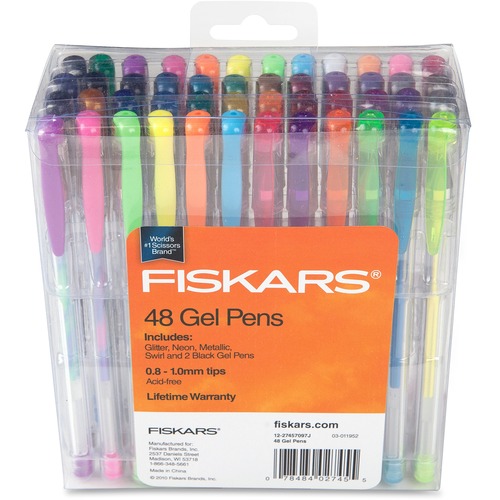 Fiskars Gel Pen Value Set (48-piece) - Medium Pen Point - 0.8 mm Pen Point SizeGel-based, Pigment-based Ink - 48 Piece