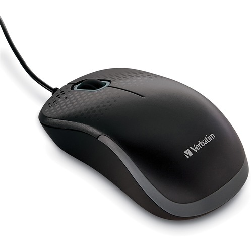 Verbatim Silent Corded Optical Mouse - Black - Optical - Cable - Black - 1 Pack - USB Type A - Scroll Wheel - 3 Button(s) - Mice - VER99790