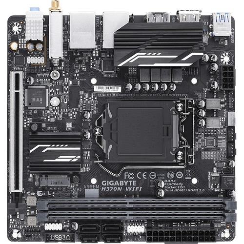 Gigabyte Ultra Durable H370N WIFI Desktop Motherboard - Intel H370 Chipset - Socket H4 LGA-1151 - Intel Optane Memory Ready - Mini ITX - Core i7 Processor Supported - 32 GB DDR4 SDRAM Maximum RAM - UDIMM, DIMM - 2 x Memory Slots - Gigabit Ethernet - HDMI 