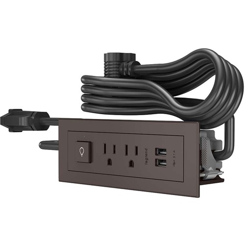 Wiremold Wiremold Radiant Furniture Power Switching Power Unit - Brown - 2 x AC Power, 2 x USB - 3.10 A Current - Surface-mountable - Brown