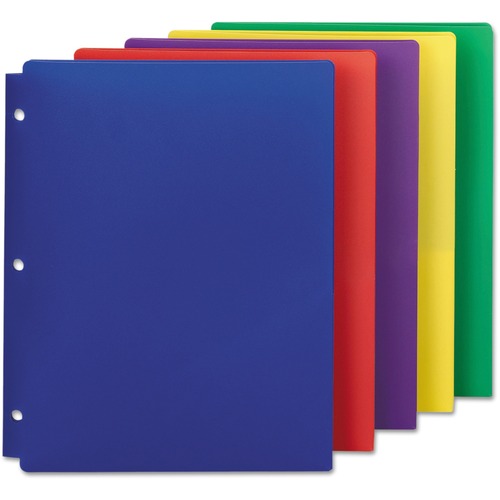 Smead Letter Pocket Folder - 8 1/2" x 11" - 50 Sheet Capacity - 2 Pocket(s) - Red, Purple, Yellow, Green, Dark Blue - 50 / Carton