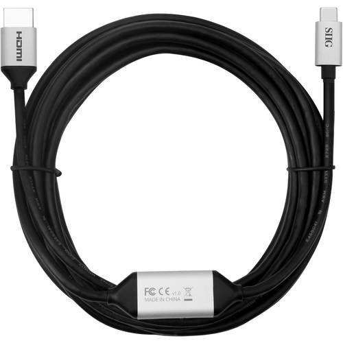 SIIG USB-C to HDMI 4K 60Hz Active Cable - 5M - 16.40 ft HDMI/USB A/V Cable for Audio/Video Device, Workstation, Notebook, Ultrabook, Gaming Console - First End: 1 x 19-pin HDMI 2.0 Type A Digital Audio/Video - Male - Second End: 1 x USB Type C - Male - 21