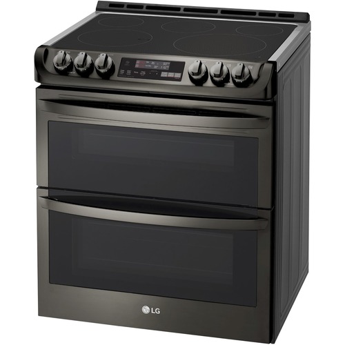 LG LTE4815BD Electric Range - 30" - Double Oven x Oven(s) - 5 x Cooking Element(s) - 3 ft³ Primary Oven/4.30 ft³ Secondary Oven - Convection Primary Oven/Traditional Secondary Oven - Electric Oven - Smart Connect - Electronic Clock/Timer - Self Cleaning M