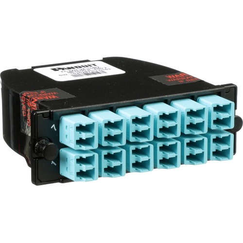 Panduit QuickNet Fiber Optic Duplex Network Adapter - 1 Pack - 2 x MTP/MPO Network Male - 12 x LC Cassette Female - Aqua