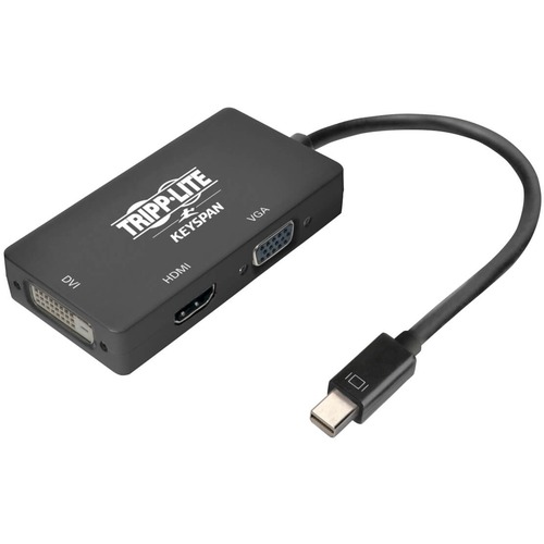 Tripp Lite Mini DisplayPort 1.2 to VGA/DVI/HDMI Adapter Converter 4K Black mDP to VGA / DVI / HDMI 6in - DVI/HDMI/Mini DisplayPort/VGA for Chromebook, Monitor, Notebook, Tablet, MacBook, Audio/Video Device, Projector - 6" - 1 x Mini DisplayPort Male Digit