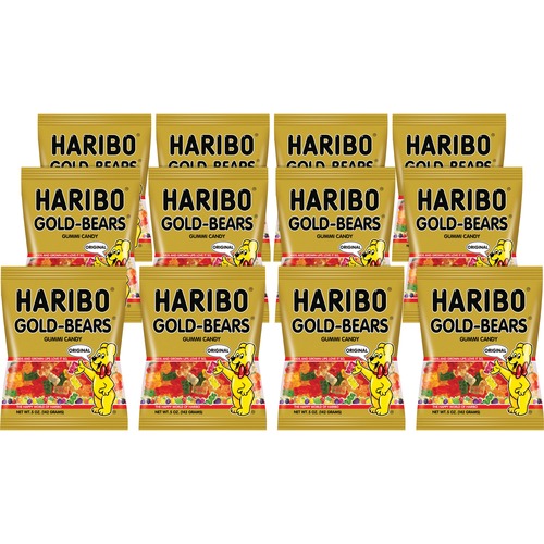 HARIBO Gold-Bears Gummi Candy - Lemon, Orange, Pineapple, Raspberry, Strawberry - 0.50 oz - 12 / Carton