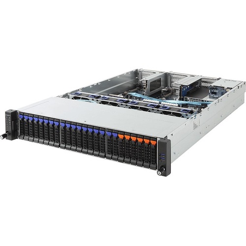 Gigabyte R281-Z91 Barebone System - 2U Rack-mountable - Socket SP3 - 2 x Processor Support - AMD Chip - 128 GB DDR4 SDRAM DDR4-2666/PC4-21300 Maximum RAM Support - 32.0 Total Memory Slots - Serial ATA/600 RAID Supported, 12Gb/s SAS Controller - ASPEED AST