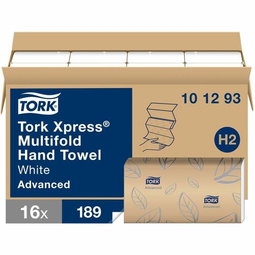 TORK Advanced Xpress Multifold Hand Towel, 3-Panel - 2 Ply - Multifold9.50" - White - Embossed - For Hand - 189 Per Sleeve - 16 / Carton