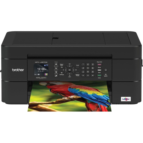 Brother MFC MFC-J497DW Wireless Inkjet Multifunction Printer-Color-Copier/Fax/Scanner-6000x1200 Print-Automatic Duplex Print-2500 Pages Monthly-100 sheets Input-Color Scanner-2400 Optical Scan-Color Fax-Wireless LAN-1 - Copier/Fax/Printer/Scanner - 6000 x