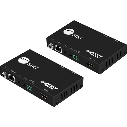 SIIG 4K HDR HDMI 2.0 HDBaseT Extender Over Single Cat5e/6 with RS-232 & IR - 60m - Bi-directional IR Sensors - TAA Compliant