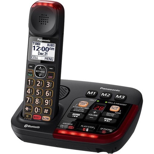 Panasonic Link2Cell KX-TGM430B Bluetooth/DECT 6.0 1.90 GHz Cordless Phone - Silver - 1 x Phone Line - 1 x Handset - Speakerphone - Answering Machine - Hearing Aid Compatible