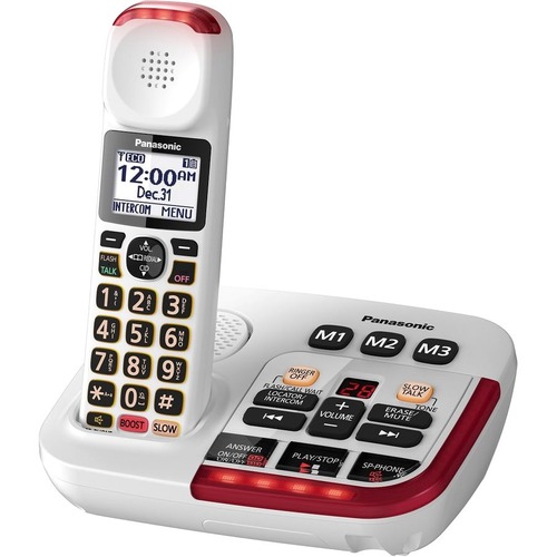 Panasonic KX-TGM420W DECT 6.0 Plus 1.90 GHz Cordless Phone - White - 1 x Phone Line - 1 x Handset - Speakerphone - Answering Machine - Hearing Aid Compatible