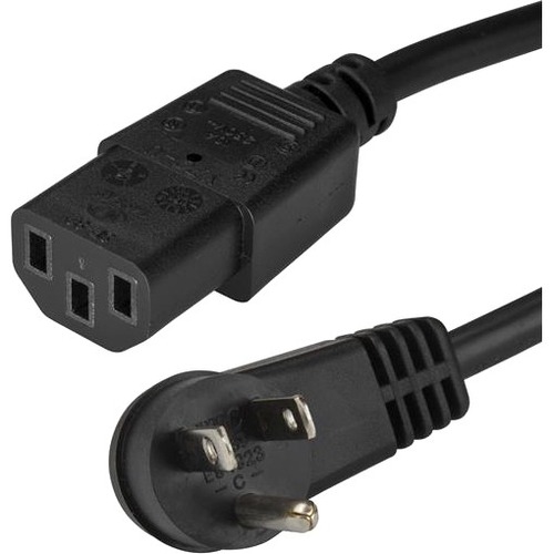 StarTech.com 6ft (2m) Computer Power Cord, Right Angle NEMA 5-15P to C13, 10A 125V, 18AWG, Replacement AC Power Cord, Monitor Power Cable - 6ft (2m) 18AWG flexible computer power cord w/ NEMA 5-15P and IEC 60320 C13 connectors; Rated for 125V 10A; UL list