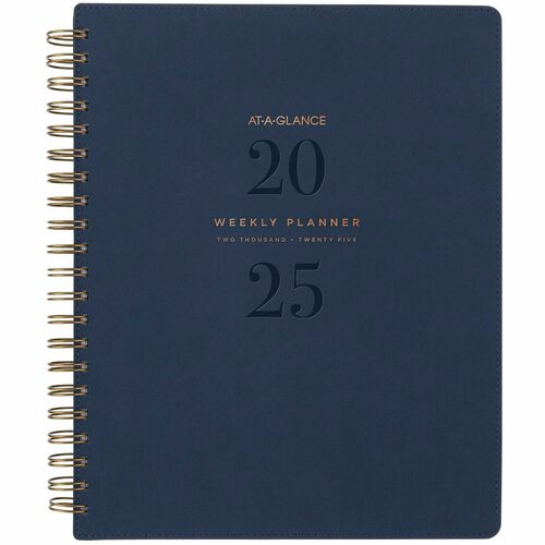 At-A-Glance Signature Collection Planner - Large Size - Julian Dates - Weekly, Monthly - 13 Month - January 2024 - January 2025 - 1 Week, 1 Month Double Page Layout - 8 1/2" x 11" White Sheet - Wire Bound - Navy - Paper - Bleed Resistant, Notes Area, Refe