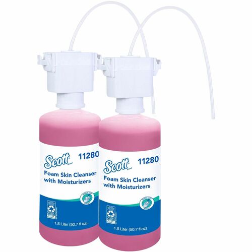 Scott Foam Hand Soap with Moisturizers - Floral ScentFor - 50.7 fl oz (1500 mL) - Bottle Dispenser - Kill Germs - Skin, Washroom, Healthcare, Office Building, Restroom - Moisturizing - Pink - Rich Lather, Hygienic, Pleasant Scent - 2 / Carton