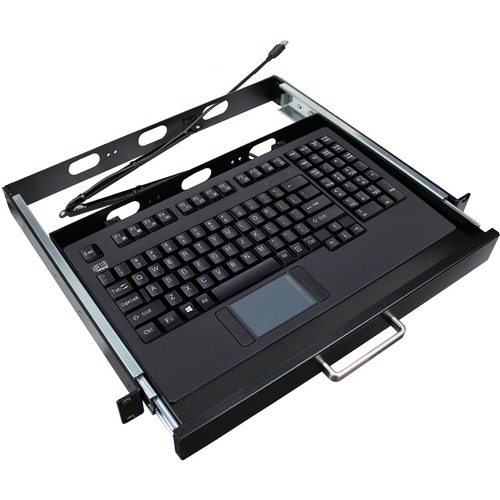 Adesso Touchpad Keyboard with Rackmount - Cable Connectivity - USB Interface - 104 Key Left Mouse, Right Mouse, Home, Back, Forward, Search, Email, Play/Pause, Stop, Previous Track, Next Track, ... Hot Key(s) - English (US) - Point of Sale (POS) - TouchPa