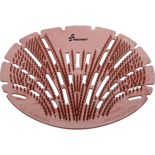 SKILCRAFT® Deodorizing Urinal Screen - Lasts upto 45 Days - Flexible, Translucent, Deodorizer, Splash Resistant - 10 / Box - Red