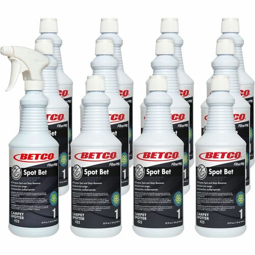 Betco FIBERPRO Spot Bet Stain Remover - Ready-To-Use Spray - 32 fl oz (1 quart) - Country Fresh Scent - 12 / Carton - Colorless