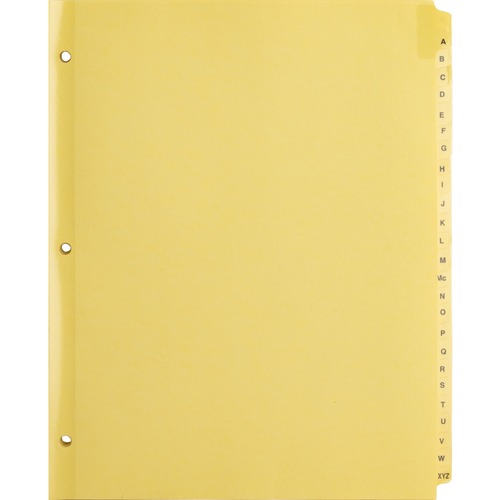 Business Source A-Z Clear Plastic Tab Index Dividers - Printed Tab(s) - Character - A-Z - 25 Tab(s)/Set - 8.50" Divider Width x 11" Divider Length - Letter - 3 Hole Punched - Buff Divider - Buff Plastic Tab(s) - 25 / Set - Pre-printed Index Dividers - BSN01806