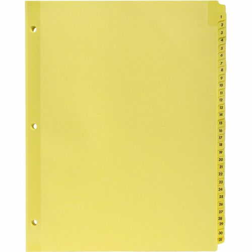 Business Source Preprinted 1-31 Tab Index Dividers - Printed Tab(s) - Digit - 1-31 - 31 Tab(s)/Set - 8.5" Divider Width x 11" Divider Length - Letter - 3 Hole Punched - Buff Buff Paper Divider - Buff Plastic Tab(s) - 31 / Set