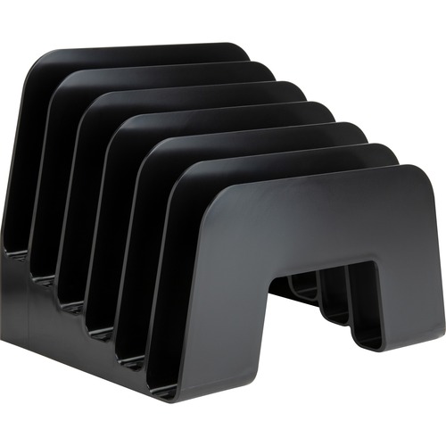 Business Source 6-slot Inclined Desk Step Sorter - 6 Compartment(s) - 6.5" Height x 8" Width x 7.8" DepthDesktop - 25% Recycled - Black - Plastic - 1 Each