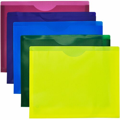 Business Source Straight Tab Cut Letter File Jacket - 8 1/2" x 11" - 1" Expansion - Assorted - 10 / Pack