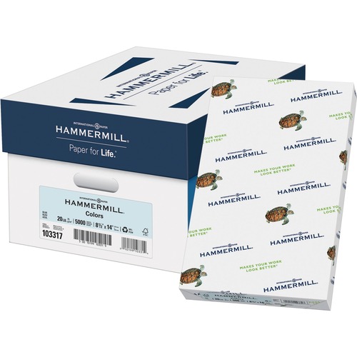 Hammermill Colors Recycled Copy Paper - Legal - Blue - 8 1/2" x 14" - 20 lb Basis Weight - 5000 / Carton - FSC - Jam-free