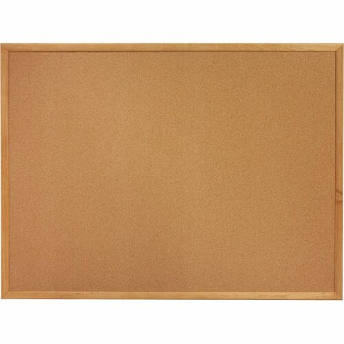 Lorell Bulletin Board - 24" Height x 36" Width - Cork Surface - Long Lasting, Warp Resistant - Brown Oak Frame - 1 Each