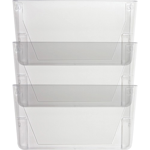 Lorell Wall File Pockets - 14.8" Height x 13.1" Width x 4.3" Depth - Clear - 3 / Pack