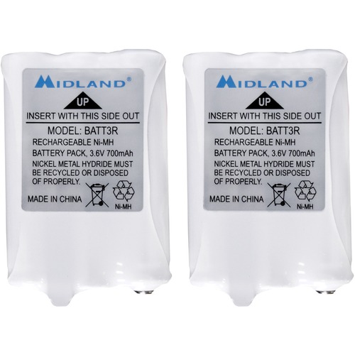 Midland Rechargeable Battery Pack - For Radio - Battery Rechargeable - 700 mAh - 3.6 V DC - 2 / Pair