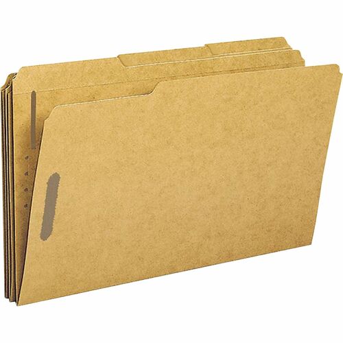 Business Source 1/3 Tab Cut Legal Recycled Fastener Folder - 8 1/2" x 14" - 2 Fastener(s) - Top Tab Location - Assorted Position Tab Position - 10% Recycled - 50 / Box
