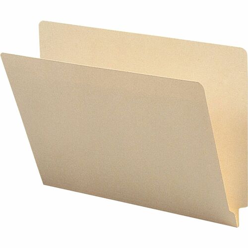Business Source Straight Tab Cut Letter Recycled End Tab File Folder - 8 1/2" x 11" - End Tab Location - 10% Recycled - 100 / Box
