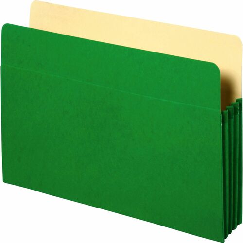 Business Source Letter Recycled File Pocket - 8 1/2" x 11" - 3 1/2" Expansion - Green - 10% Recycled - 1 Each